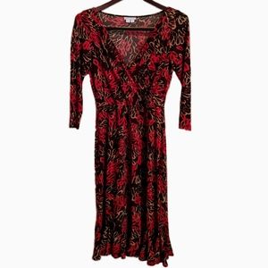 London Times Dress Size 6 Brown & Red
